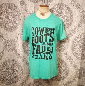 Gildan Soft Style Ring Spun Cowboy Graphic Tee Size M Unisex